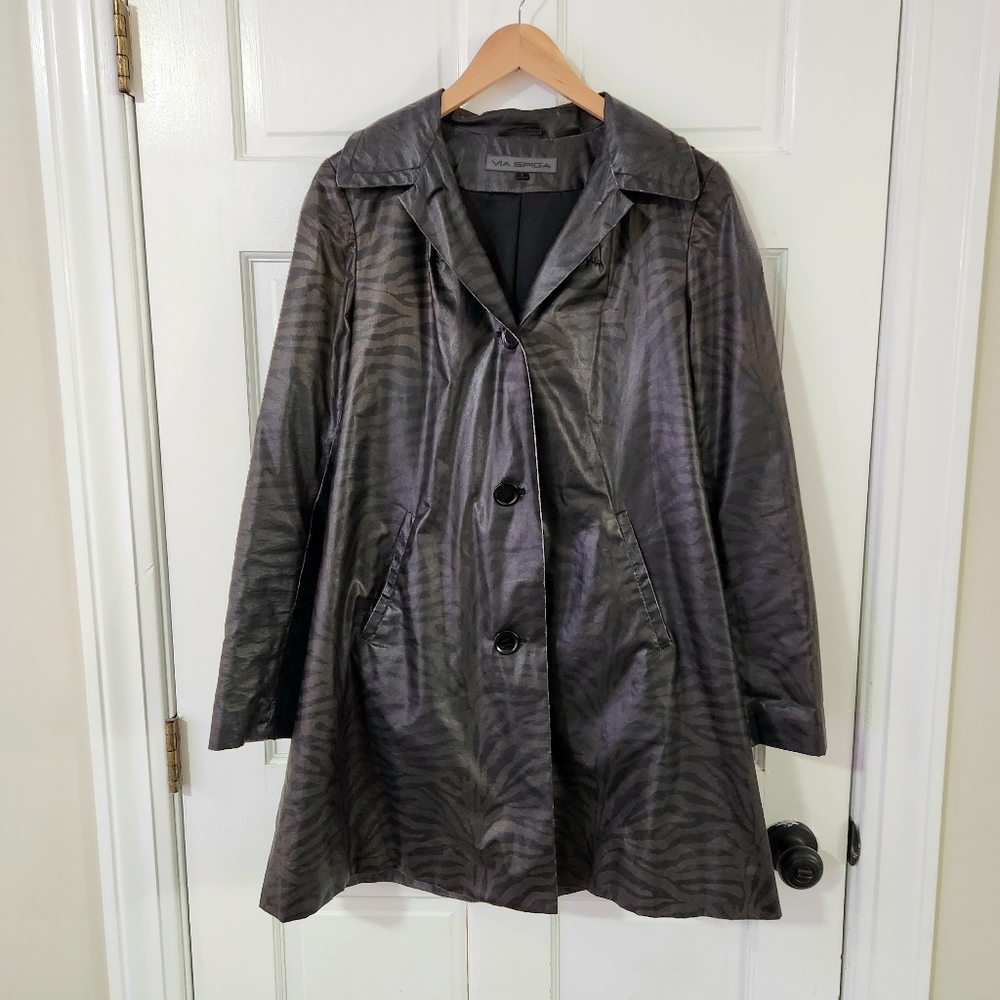 Via Spiga Zebra Print Hooded Jacket